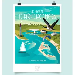 Fabrique de Styles Affiche Bassin d'Arcachon 42x59.4cm* Cadres Déco Et Affiches