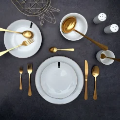 Fabrique de Styles Assiette à dessert en porcelaine lisere doré d20cm* Assiettes