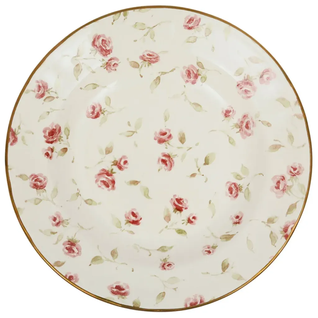 Fabrique de Styles Assiette creuse en faïence rose et doré d23cm - Rose* Assiettes