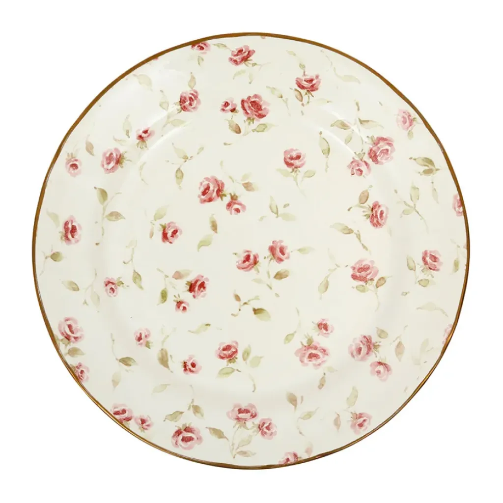 Fabrique de Styles Assiette plate en faïence rose et doré d26cm - Rose* Assiettes