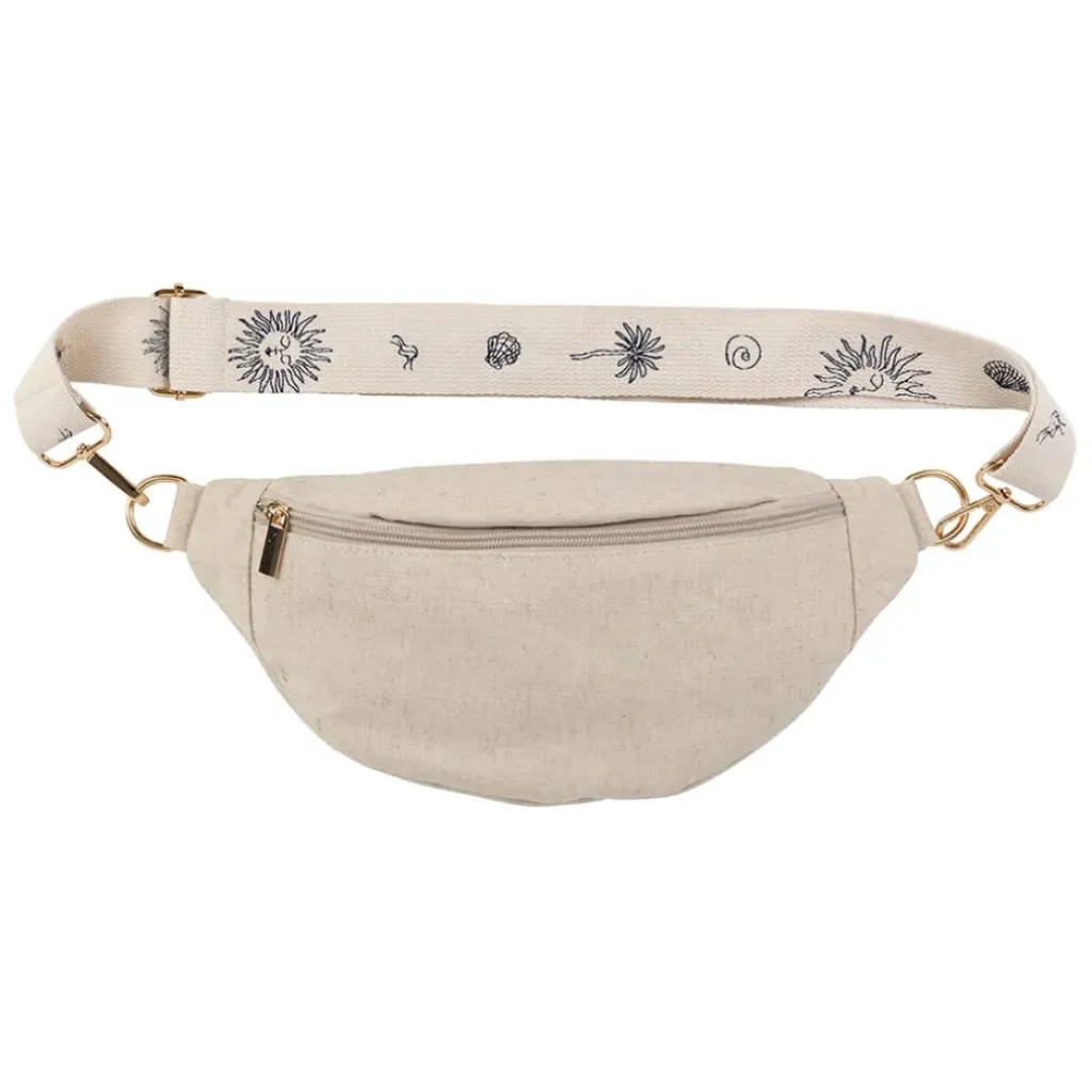 Fabrique de Styles Banane en lin et coton écru et bleu avec bandoulière amovible - Bananez* Sacs Et Cabas