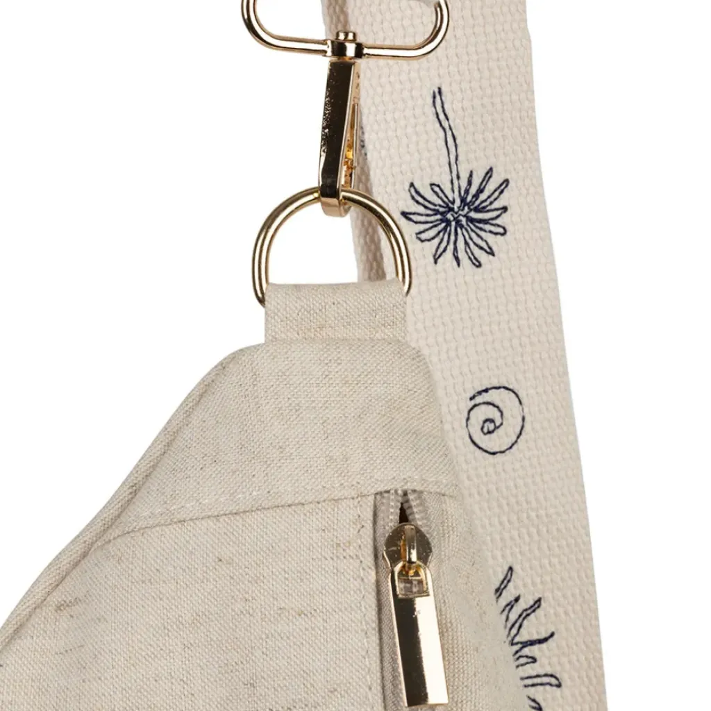 Fabrique de Styles Banane en lin et coton écru et bleu avec bandoulière amovible - Bananez* Sacs Et Cabas