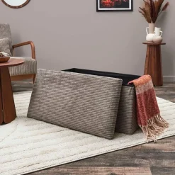 Fabrique de Styles Banc coffre pliable en tissu côtelé - Scarlett* Bancs Et Banquettes