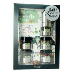 Fabrique de Styles Bar à poivres bio avec moulin intégré - 5 poivres* Condiments Et Épices