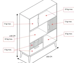 Fabrique de Styles Bibliotheque en bois naturel h140cm - Kara* Bibliothèques Et Étagères