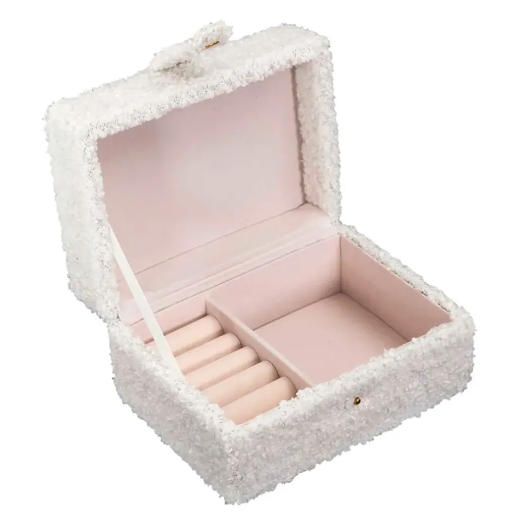 Fabrique de Styles Boite a bijoux bouclette creme 11x15xh8cm* Bijoux Fantaisie