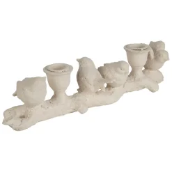 Fabrique de Styles Bougeoir moineau 2 feux en résine écru L32cm* Photophores, Bougeoirs Et Lanternes
