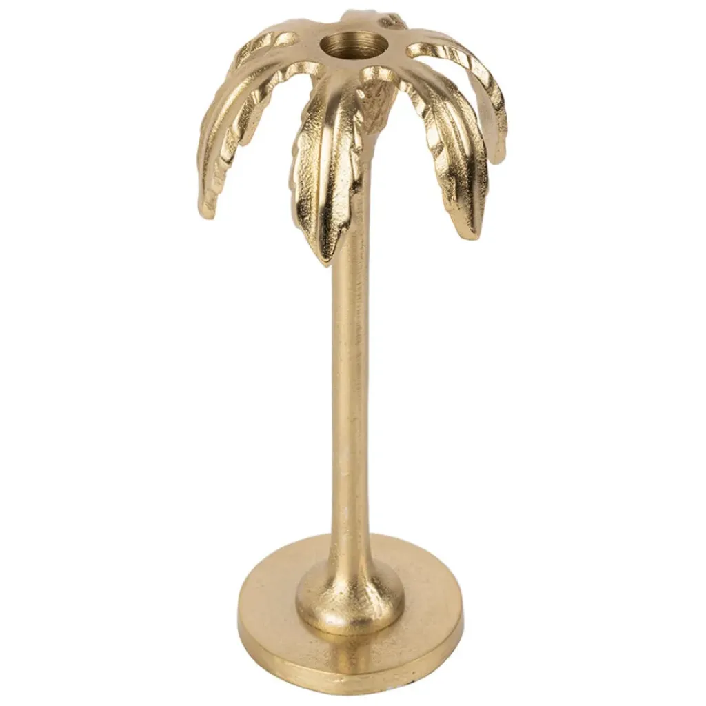 Fabrique de Styles Bougeoir palmier en aluminium h25cm - Tropic Etoil* Photophores, Bougeoirs Et Lanternes