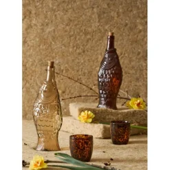 Fabrique de Styles Bouteille Poisson en verre recyclé sablé 1.1L* Carafes Et Pichets