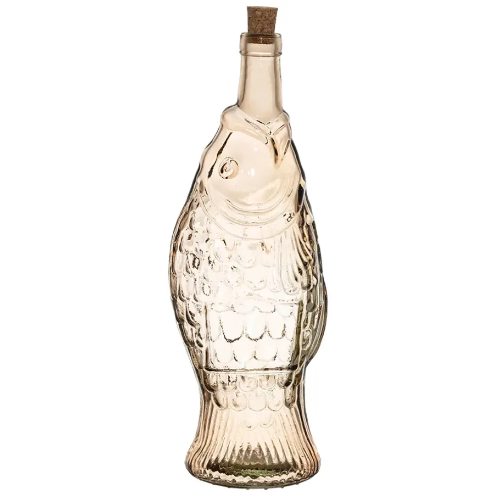 Fabrique de Styles Bouteille Poisson en verre recyclé sablé rose pâle 1.1L* Carafes Et Pichets
