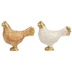 Fabrique de Styles Boutons de porte poules x2 blanc et doré - Campagne* Accessoires Et Quincaillerie