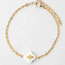 Fabrique de Styles Bracelet en acier doré et blanc - trefle* Bijoux Fantaisie