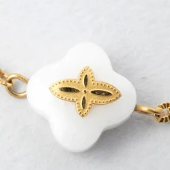 Fabrique de Styles Bracelet en acier doré et blanc - trefle* Bijoux Fantaisie