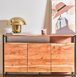 Fabrique de Styles Buffet 3 portes en acacia et pieds en fer noir - Brooklyn* Buffets Et Vitrines