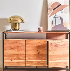 Fabrique de Styles Buffet 3 portes en acacia et pieds en fer noir - Brooklyn* Buffets Et Vitrines