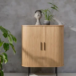 Fabrique de Styles Buffet placage chêne 3 étagères h118cm - nola* Buffets Et Vitrines