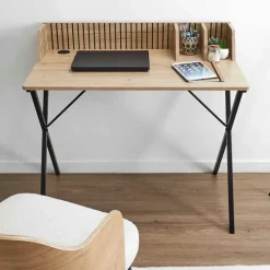 Fabrique de Styles Bureau en bois naturel et fer noir - Kara* Bureaux