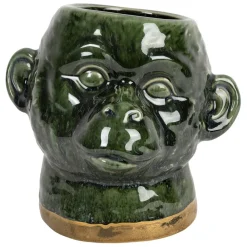 Fabrique de Styles Cache pot singe en grès kaki et doré - Sanaga* Cache-pots Et Supports