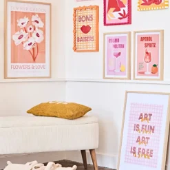 Fabrique de Styles Cadre avec affiche "Flowers and love" chêne clair 50x70cm - Lario* Cadres Déco Et Affiches