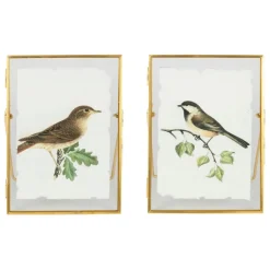 Fabrique de Styles Cadre déco (x2) en verre et coton oiseau 14x18cm* Cadres Déco Et Affiches