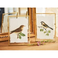 Fabrique de Styles Cadre déco (x2) en verre et coton oiseau 14x18cm* Cadres Déco Et Affiches
