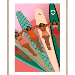 Fabrique de Styles Cadre image graphic surf woman 50x70cm lario chêne* Cadres Déco Et Affiches