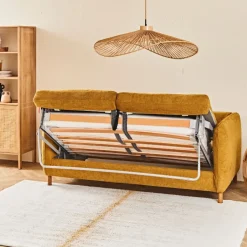 Fabrique de Styles Canapé convertible 2 places Gustave - Tissu Texturé - Crown Moutarde* Canapés Convertibles