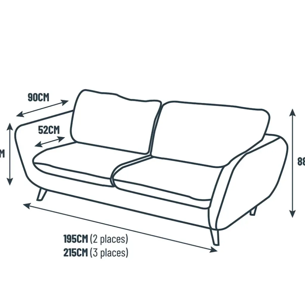 Fabrique de Styles Canapé fixe 2 places AXEL - Tissu Texturé - Crown Black* Canapés Fixes