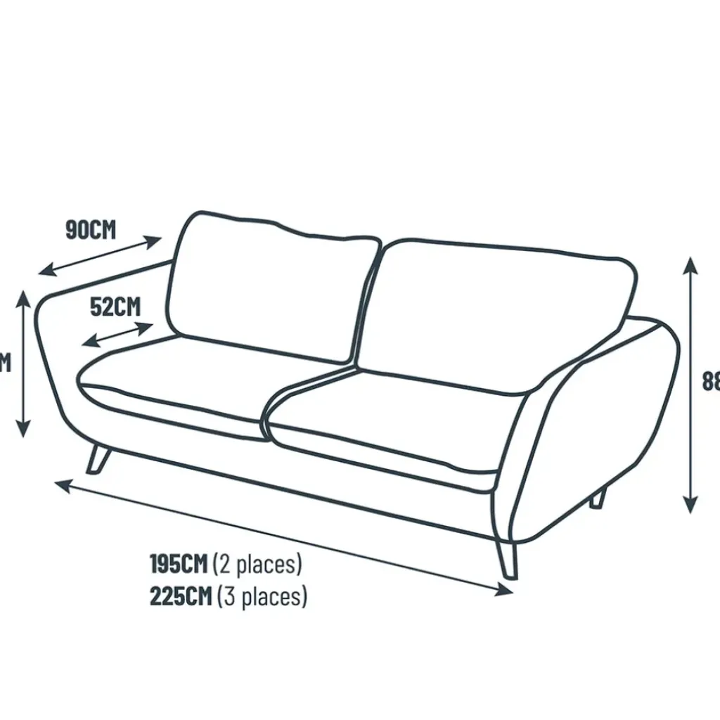 Fabrique de Styles Canapé fixe 2 places AXEL - Tissu Texturé - Crown Black* Canapés Fixes