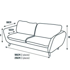 Fabrique de Styles Canapé fixe 3 places Axel - Velours Texturé - Dany* Canapés Fixes