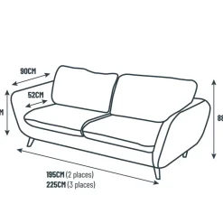 Fabrique de Styles Canapé fixe 3 places AXEL - Velours Texturé - Dany* Canapés Fixes