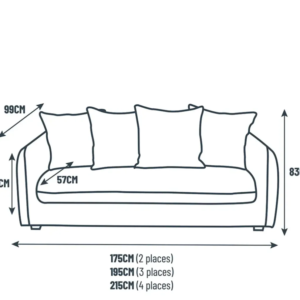 Fabrique de Styles Canapé fixe 3 places Basile - Velours Texturé - Perfect Harmony Écureuil* Canapés Fixes