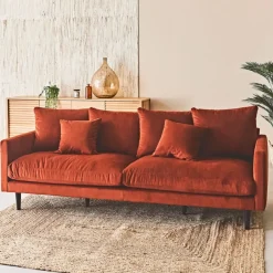 Fabrique de Styles Canapé fixe 4 places Marius - Effet Velours - Seven Turtle* Canapés Fixes