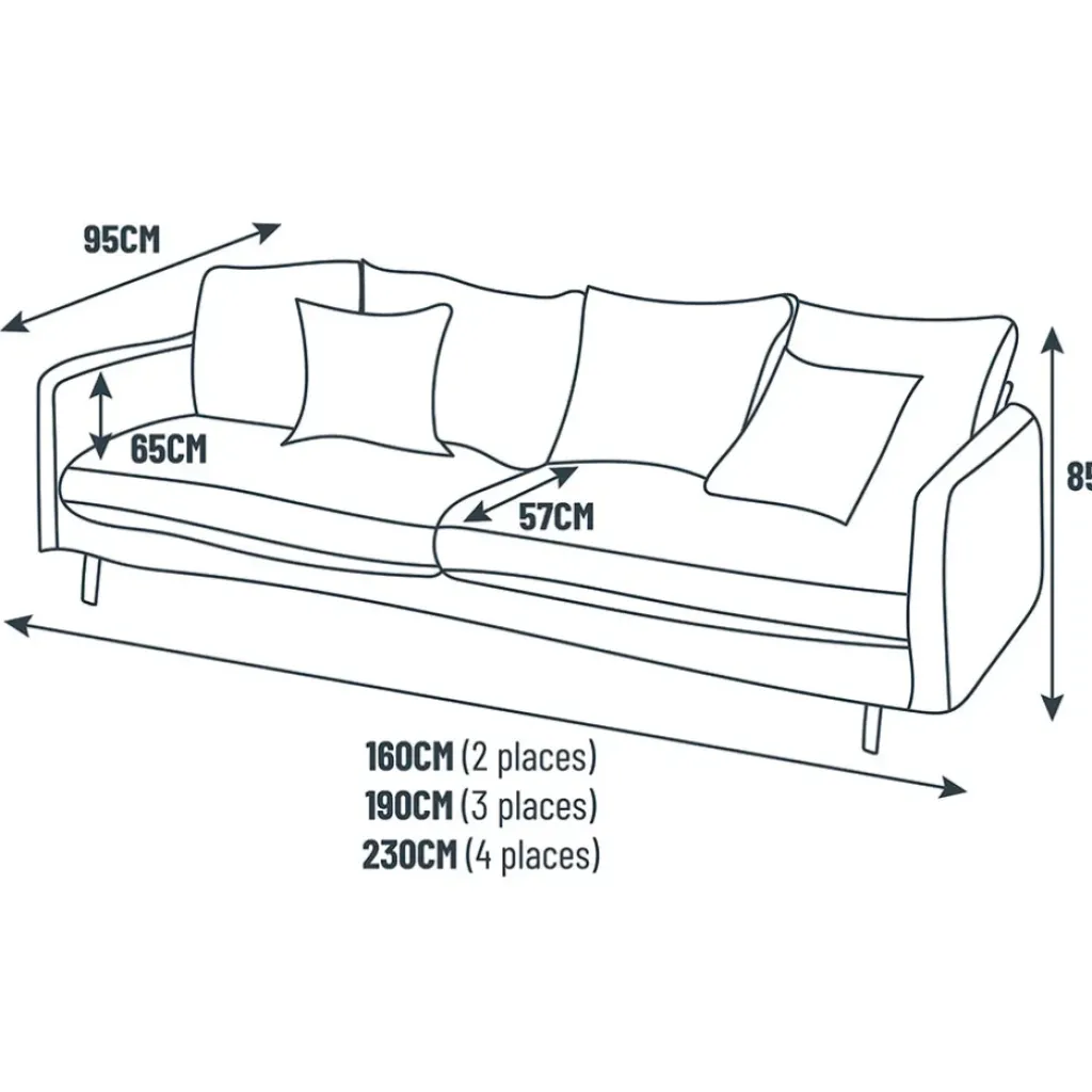 Fabrique de Styles Canapé fixe 4 places Marius - Velours Vintage - Adore Gold* Canapés Fixes