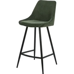Fabrique de Styles Chaise de bar en velours côtelé vert h67cm - Ben* Tabourets Et Chaises De Bar