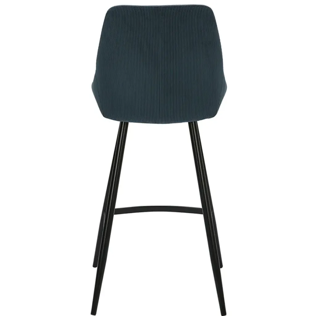 Fabrique de Styles Chaise de bar en velours côtelé bleu foncé h67cm - Ben* Tabourets Et Chaises De Bar