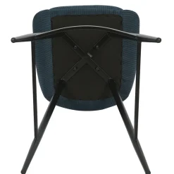 Fabrique de Styles Chaise de bar en velours côtelé bleu foncé h67cm - Ben* Tabourets Et Chaises De Bar