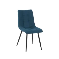Fabrique de Styles Chaise de salle à manger en tissu matelassé bleu pétrole - Lilly* Chaises
