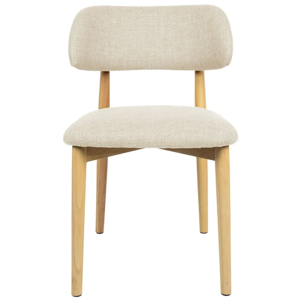 Fabrique de Styles Chaise de salle à manger en tissu beige et hévéa - Elsy* Chaises