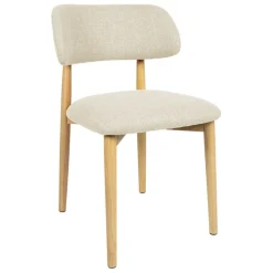 Fabrique de Styles Chaise de salle à manger en tissu beige et hévéa - Elsy* Chaises