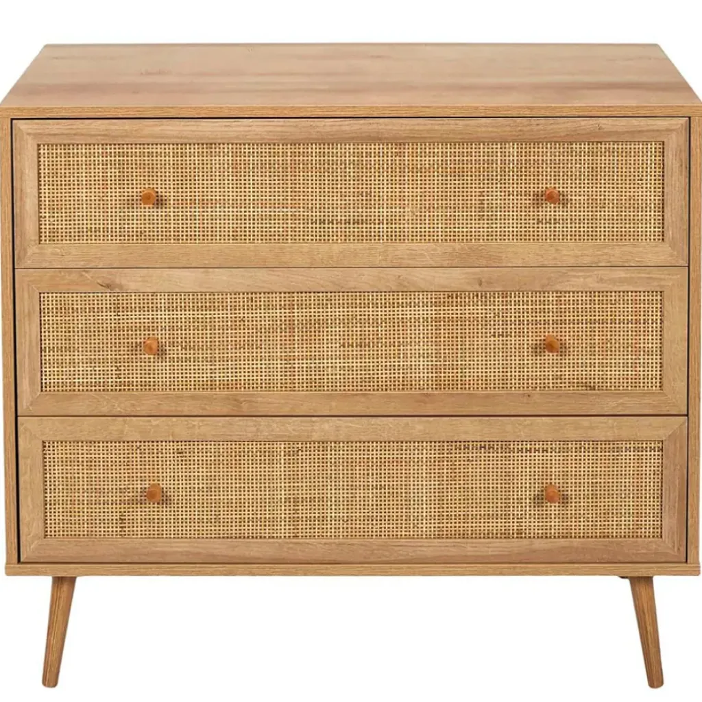 Fabrique de Styles Commode en bois et cannage 3 tiroirs H79cm - Baia* Commodes