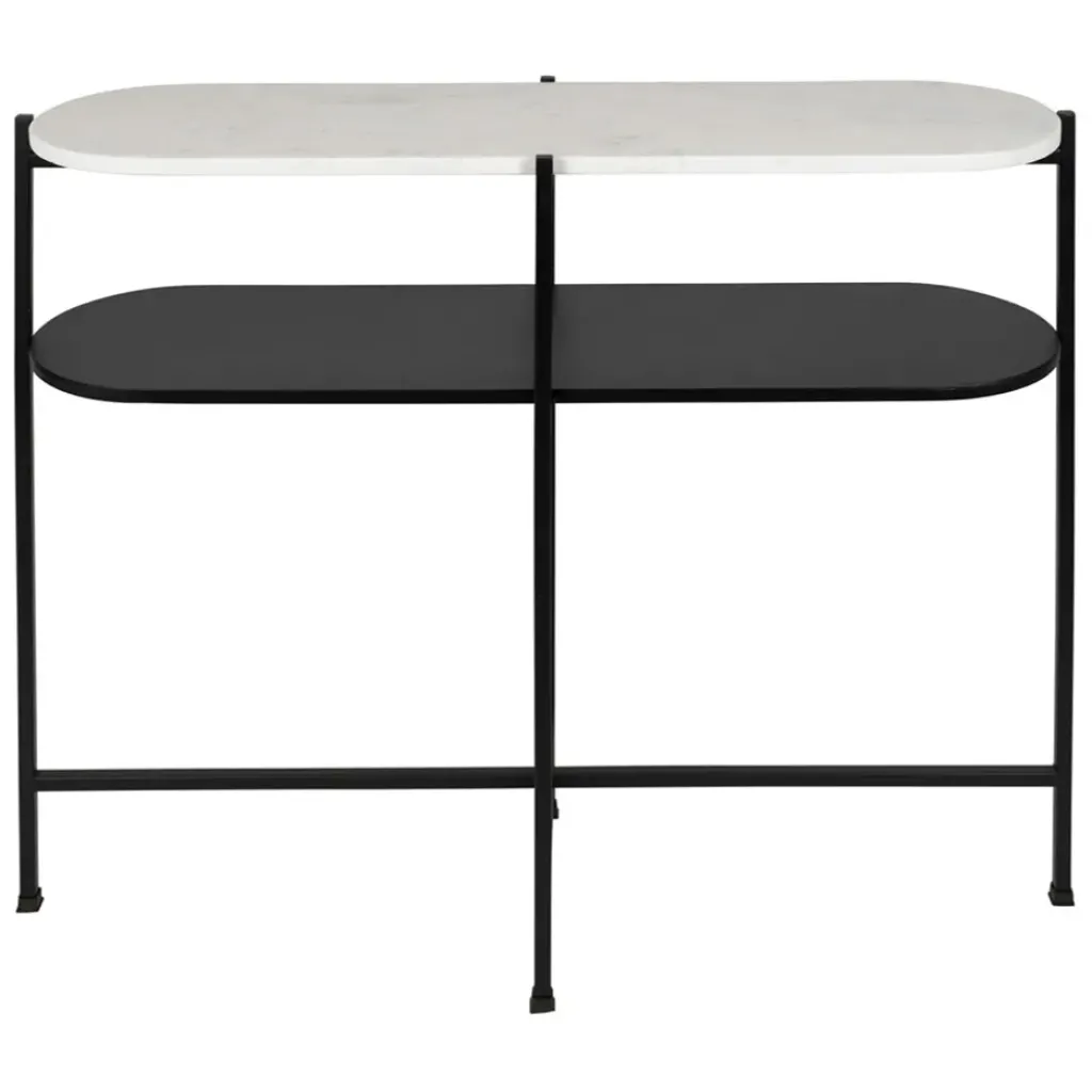 Fabrique de Styles Console avec étagère en marbre et fer blanc et noir 100x30xh80cm - Eskela* Consoles
