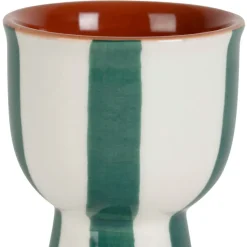 Fabrique de Styles Coquetier en grès rayé émeraude et blanc d4.5cm - Alaria* Accessoires De Table