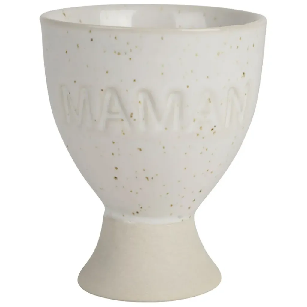 Fabrique de Styles Coquetier maman en grès écru moucheté* Accessoires De Table