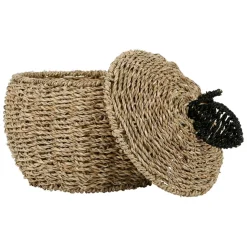 Fabrique de Styles Corbeilles pomme avec couvercle x2 en jonc de mer+fer - Sweet Dream* Paniers Et Corbeilles