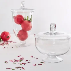 Fabrique de Styles Coupe sur pied en verre avec couvercle d24cm - Eloise* Bonbonnières, Cloches Et Coupes