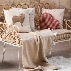 Fabrique de Styles Coussin coeur en coton à carreaux 40x35cm - Mamie* Coussins Et Housses