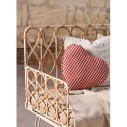 Fabrique de Styles Coussin coeur en coton à carreaux 40x35cm - Mamie* Coussins Et Housses