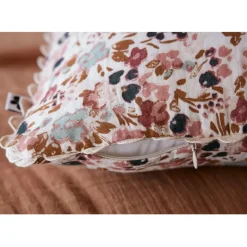 Fabrique de Styles Coussin déhoussable avec croquet en gaze de coton imprimée pampa 40x40cm - Capucine* Coussins Et Housses