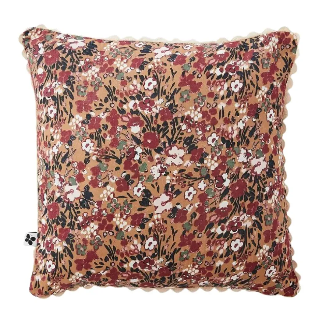 Fabrique de Styles Coussin déhoussable avec croquet en gaze de coton imprimée 40x40cm - Capucine* Coussins Et Housses